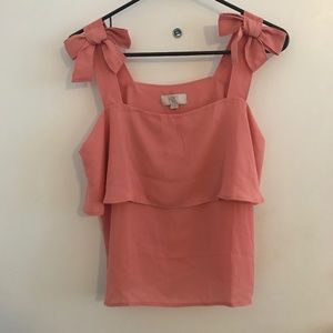 Loft Pink Bow Tie Blouse